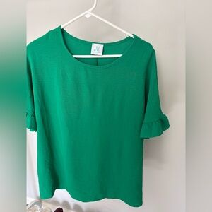 Green Ruffle Sleeve Top Shop The Mint Boutique